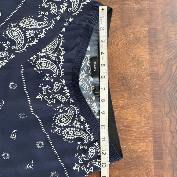NEW Theory Sopheena Bandana 100% Silk Maxi Skirt In Navy Ivory *damage* - Picture 7 of 15